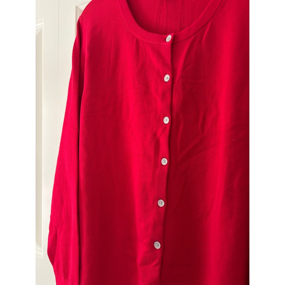 Lands’ End Women’s 1X Red Button Front Cardigan Sweater Cotton Blend Plus Size - Picture 4 of 9
